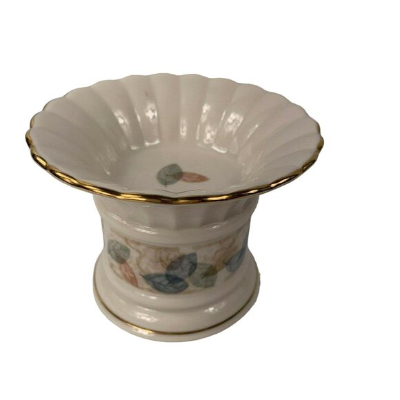 Lenox Natures Impressions Pillar Candle Holder Drifting Leaves USA 3 1/2 Inches - Picture 2 of 10